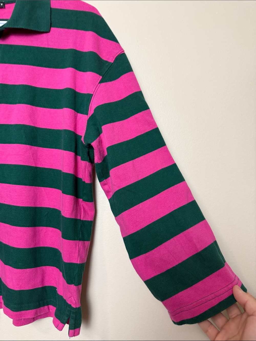 Zara Y2K  Striped Long Sleeve Rugby Polo Shirt Size M - Picture 5 of 6